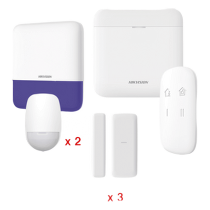 (AX PRO) KIT de Alarma AX PRO / Incluye: 1 Hub con batería de respaldo / 2 Sensores PIR / 3 Contactos Magnéticos mini / 1 Control Remoto / 1 Sirena