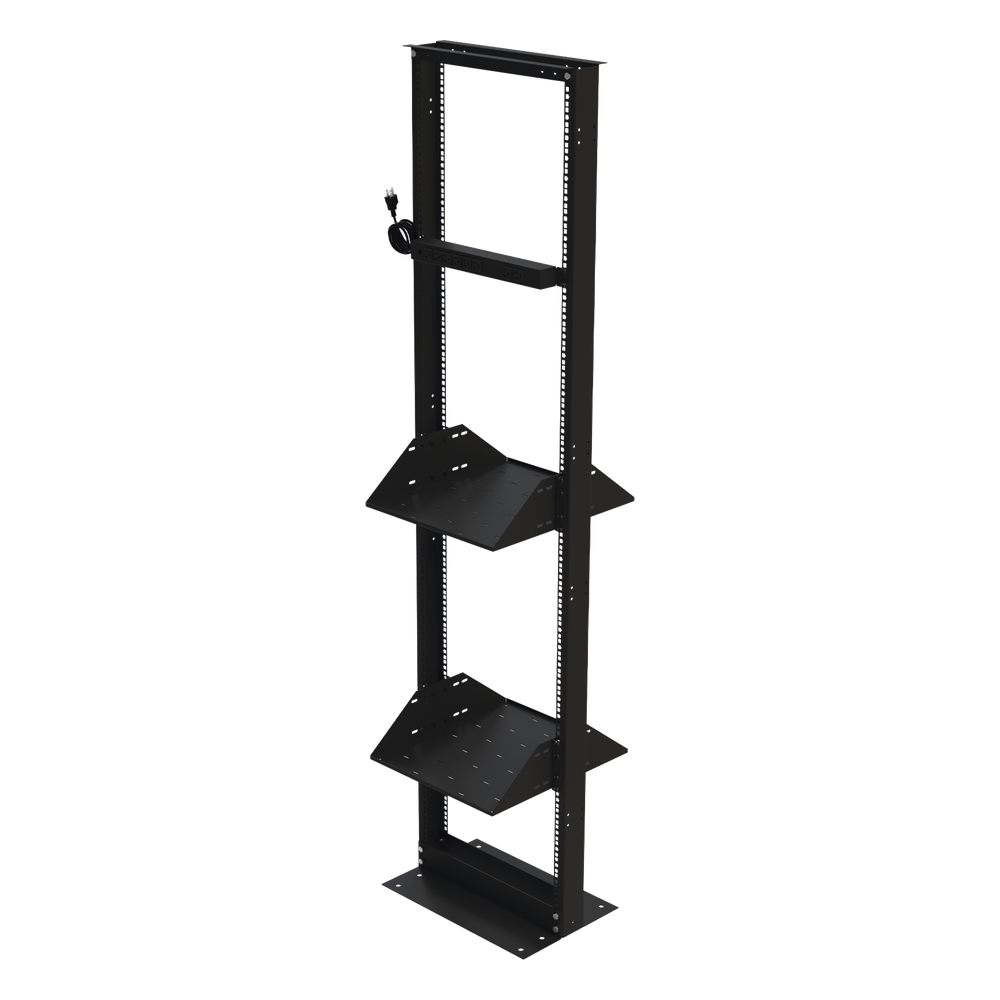 Kit de Rack Estándar 19", 45 UR con 2 Charolas y PDU (8 tomas). Ideal para UPS y Servidores tipo Torre