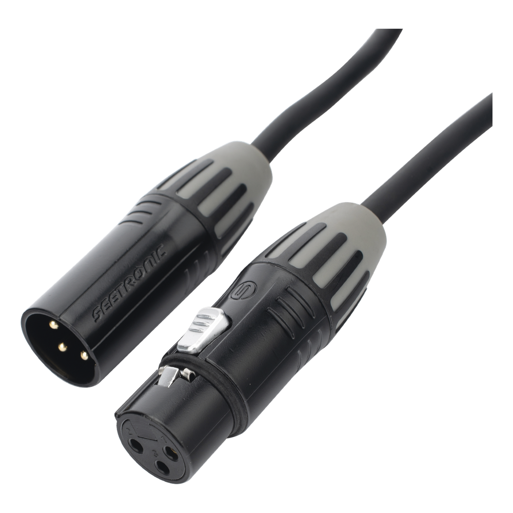 Cable XLR | 3 polos | Conector Hembra-Macho | Serie M | Carcasa Negra | Contactos Dorados | Ideal para Microfonía | Longitud 5m
