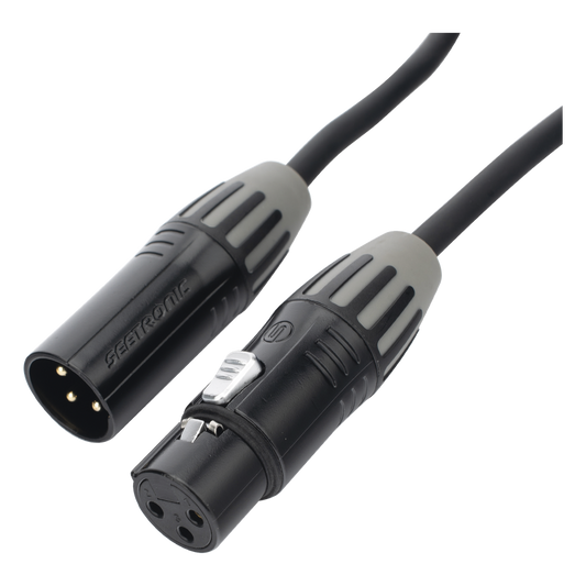 Cable XLR | 3 polos | Conector Hembra-Macho | Serie M | Carcasa Negra | Contactos Dorados | Ideal para Microfonía | Longitud 5m