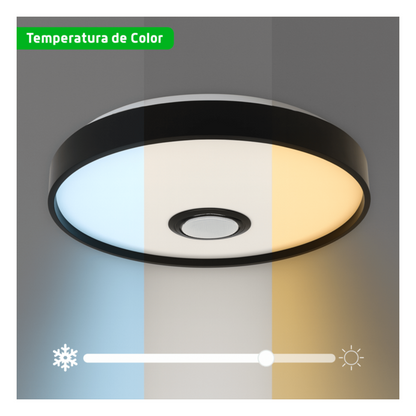 Luminario LED RGB de 30W / 2400 Lúmenes / Bocina con Bluetooth Integrada / Voltaje 85-265V / Temperatura Cálida, Neutra y Fría / App iLink