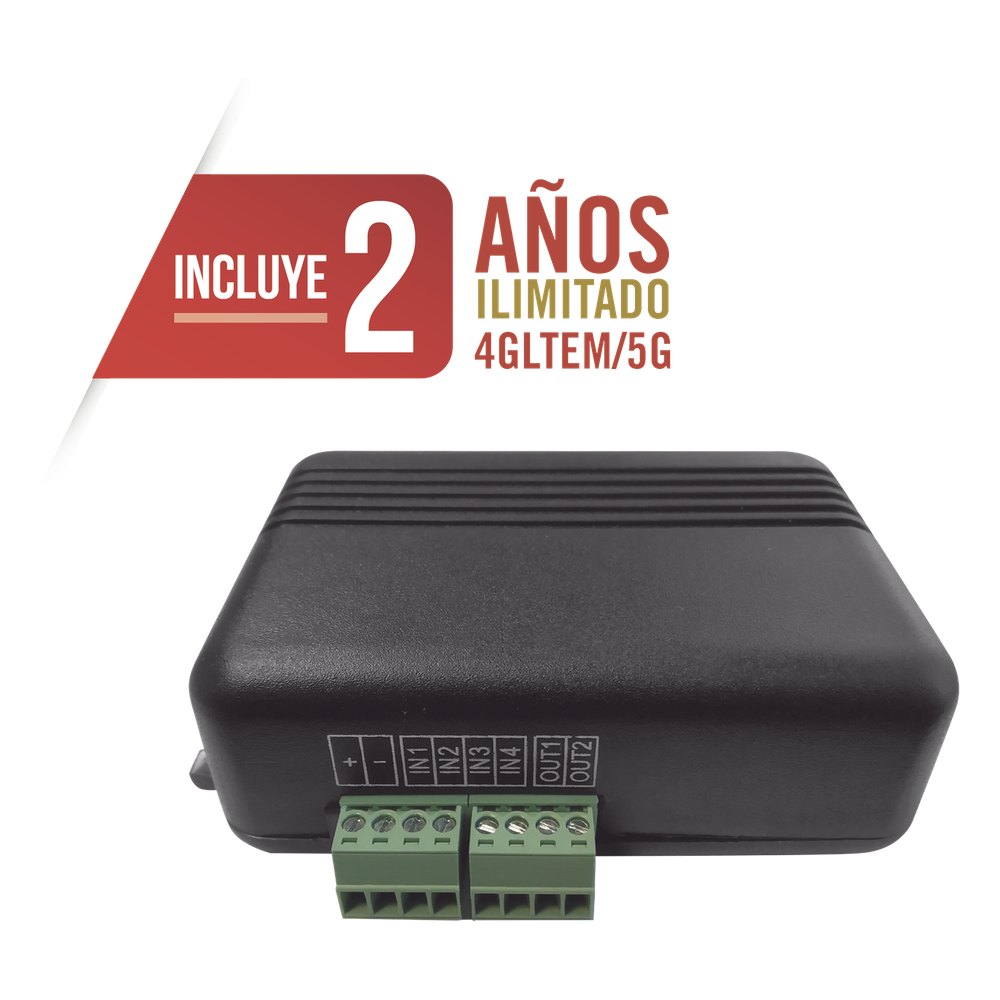 Controlador 4GLTEM / 4 ENTRADAS Y 2 SALIDAS / 2 AÑOS ILIMITADOS INCLUIDOS / Activacion Remota /Notificacion PUSH e EMAIL / APP SIN COSTO / Soporte