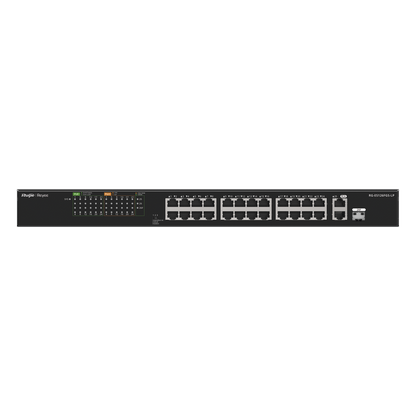 Switch PoE+ no Administrable, hasta 180 Watts Ideal para CCTV, 24 Puertos 10/100 PoE+, 2 Uplinks Gigabit (1 SFP COMBO)