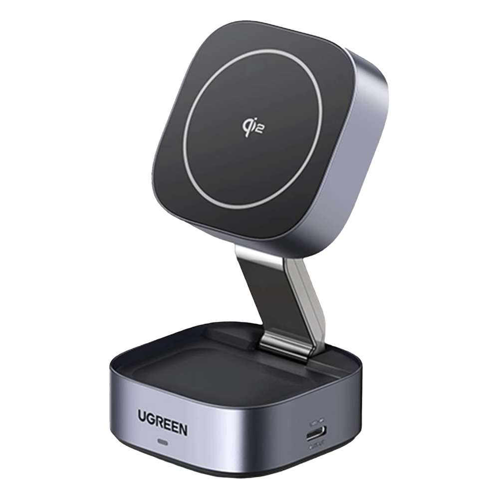 Cargador Inalámbrico 2 en 1 25W / Tecnología Magnética Qi 2 / 15W para Teléfono + 5W para Auriculares / Puerto USB-C 5W / Protecciones Múltiples