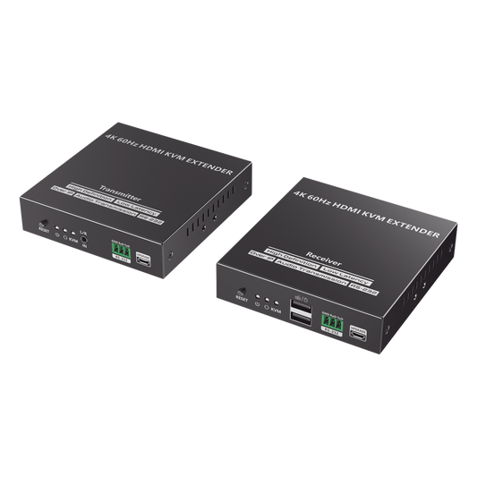 Kit Extensor KVM (HDMI y USB) hasta 120 metros | Transmite el Video y Controla tu DVR vía USB a distancia | Soporta resolución 4K @60Hz | Cat 6, 6a y