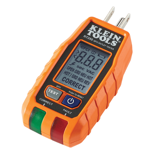 Probador de Tomacorrientes con Interruptor de Falla a Tierra (GFCI) con pantalla LCD