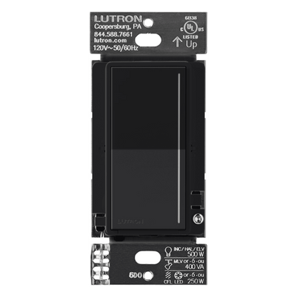 Atenuador de pared táctil Sunnata Pro LED+ con barra de luz, 250 W LED o 500 W incandescente a 120 V, requiere neutro, color negro Midnight satinado