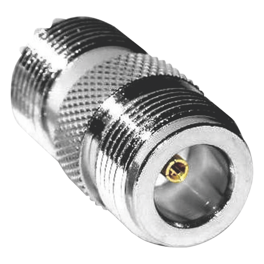 Adaptador en Línea de Conector N Hembra a UHF Hembra (SO-239), Plata/ Oro/ Teflón