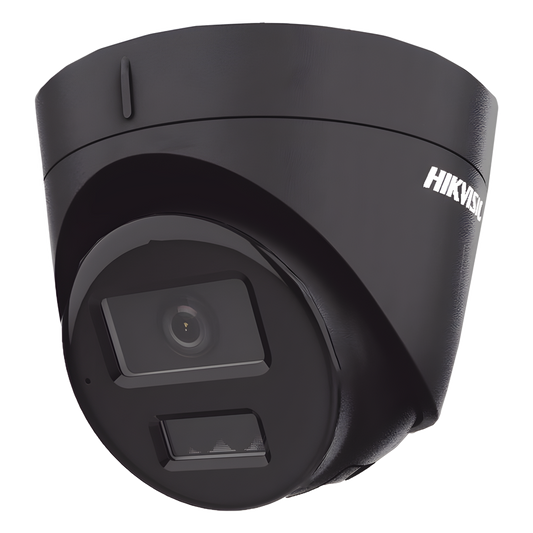 [Dual Light] Turret IP 4 Megapixel / Color Negro / Lente 2.8 mm / 30 mts IR + 30 mts Luz Blanca / Micrófono Integrado / ACUSENSE Lite / Exterior IP67