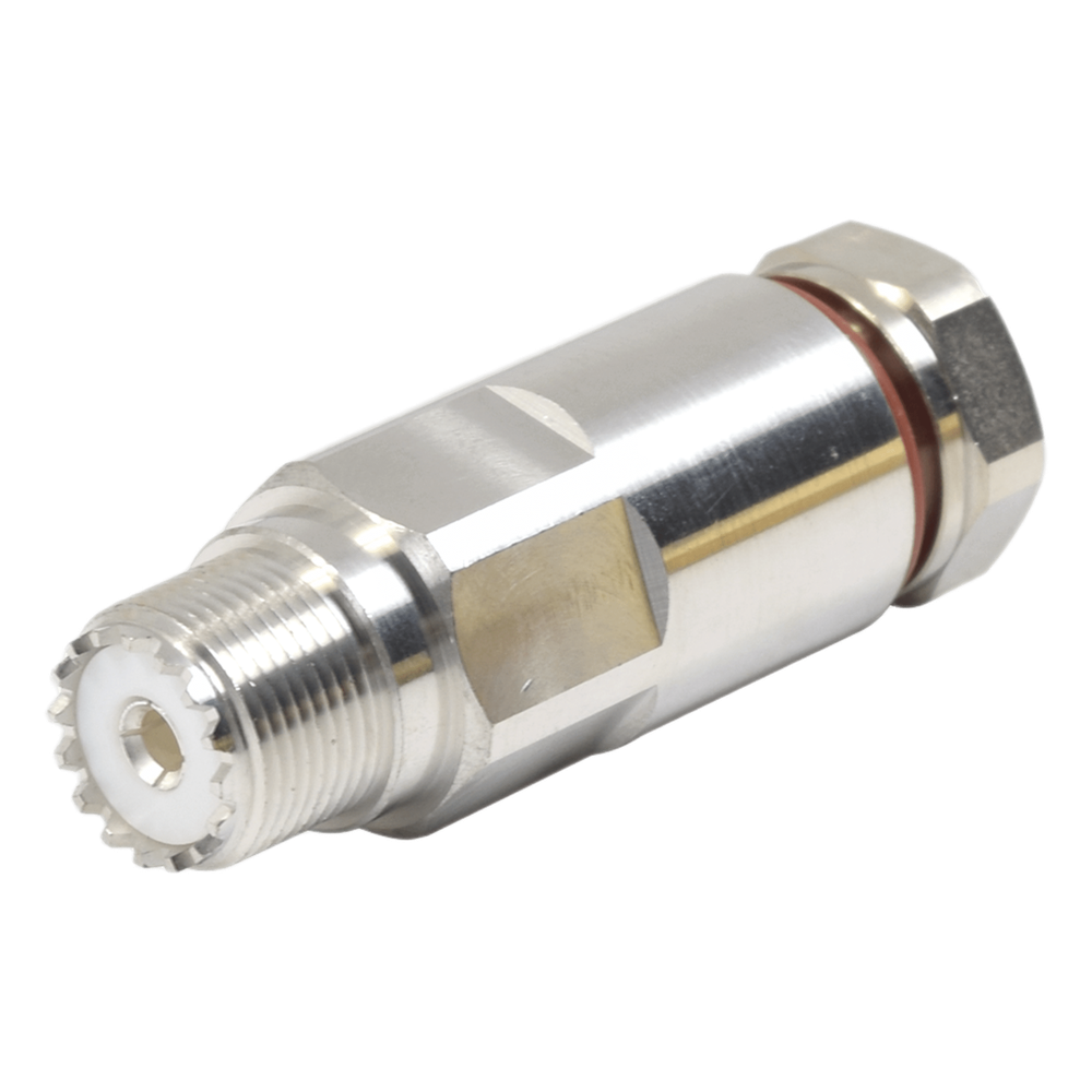 Conector UHF Hembra (SO-239) de Rosca para cable LP-450A, LDF4-50A, Bronce Blanco/ Plata/ Teflón