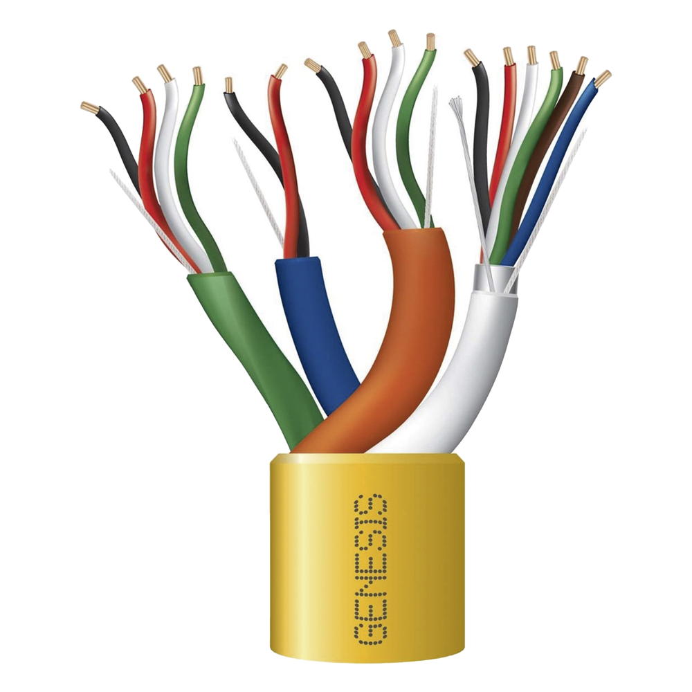 Carrete de Cable de 305 Metros (1000 Pies) / Color Amarillo / Compuesto por 6x22 AWG blindado, 4x18 AWG, 4x22 AWG, y 2x22 AWG / Para Aplicaciones en