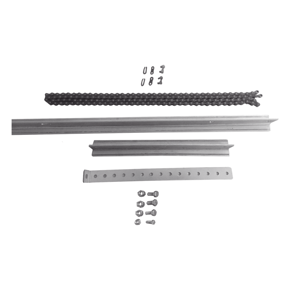 Extensión de Riel Tipo T para Portones / 1 Metro / Cadena de Alta Resistencia 2 mts / Conector Modular para Múltiples Secciones / Compatible con