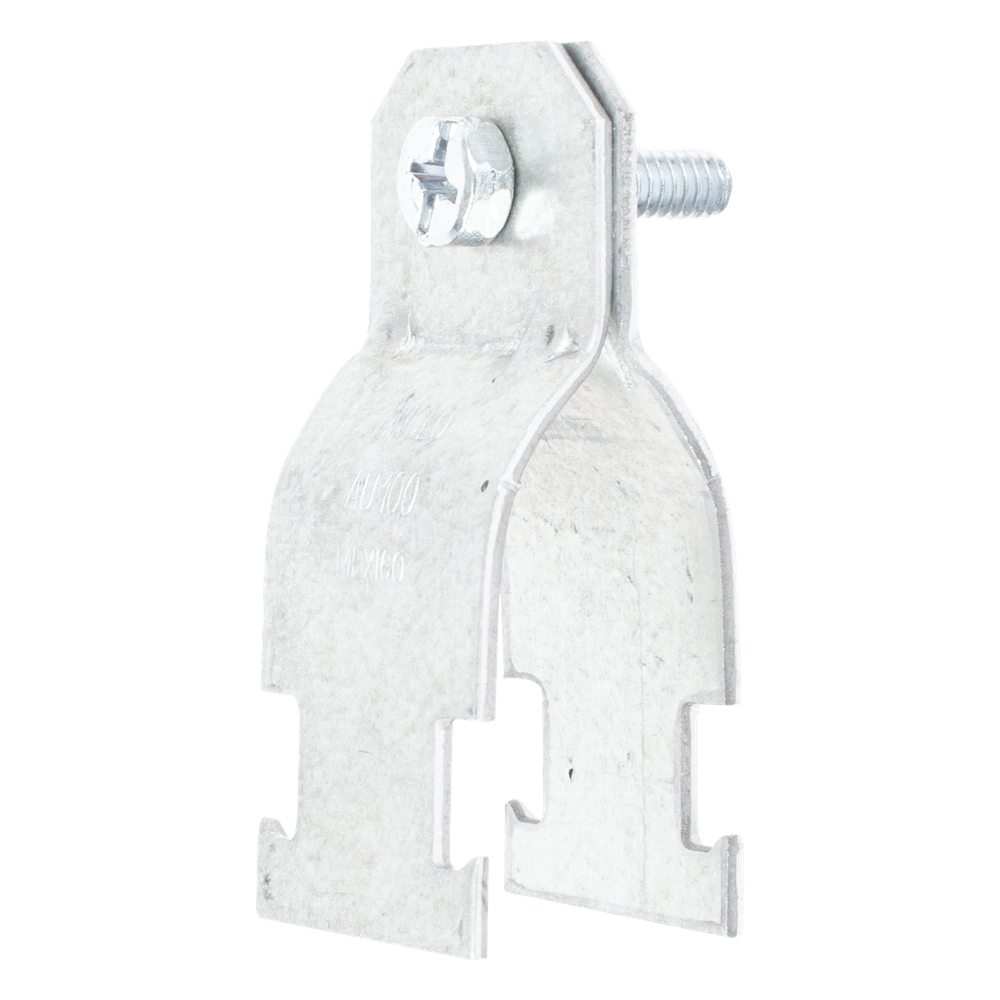 Abrazadera Unicanal para Conduit Pared Gruesa y PVC de 1/2" (13 mm).