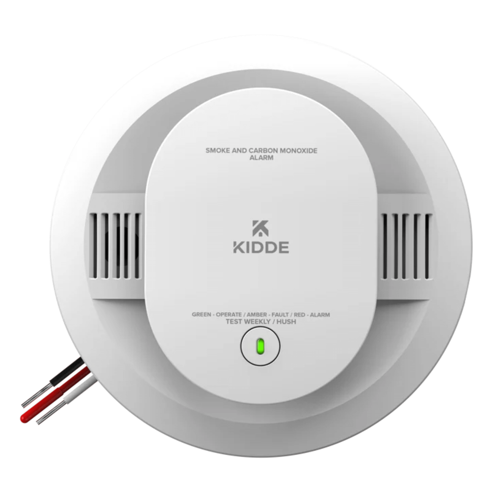 Alarma combinada de humo y monóxido de carbono, cableada a 120V CA con respaldo de batería AA, interconectable, paquete de 6