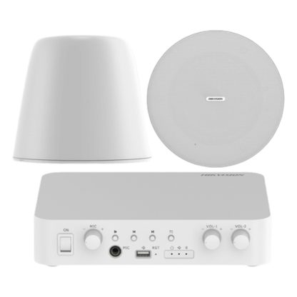 Kit de amplificador compatible con Spotify | Bluetooth | 2 Altavoces Colgantes | sistema 100v | 2 canales con control de volumen independiente |