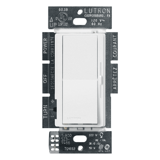 Atenuador de pared Diva C·L, un polo o 3 vías, para LED/CFL (150 W) o incandescente/halógena (600 W), color blanco nieve