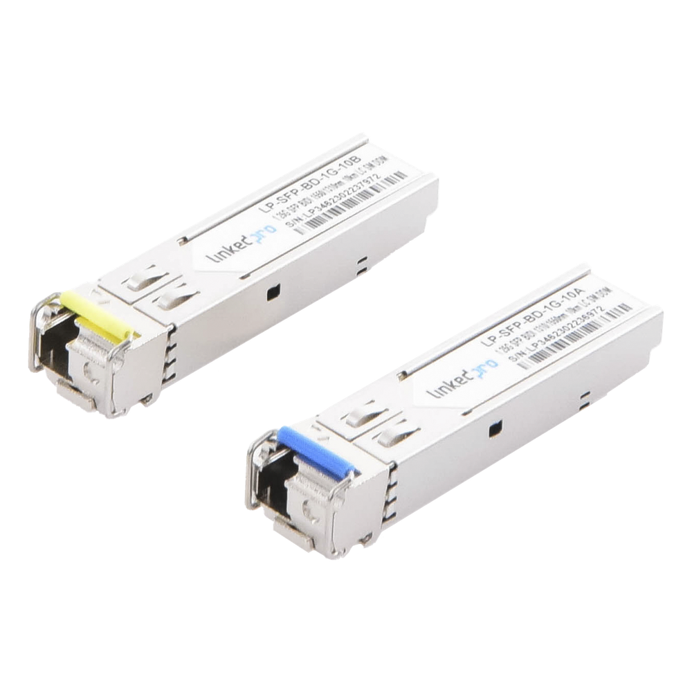 Transceptores Ópticos Bidireccionales SFP (Mini-Gbic) / Monomodo 1310 & 1550 nm / 1.25 Gbps / 1000BASE-BX / Conector LC/UPC Simplex / DDM / Hasta 10