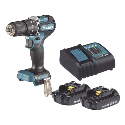 Rotomartillo/Taladro Inalámbrico SIN CARBONES, Broquero de 1/2", 1,700 RPM, 18V, Torque: 42 N.m C/2 Bat. (1.5Ah) y Cargador.