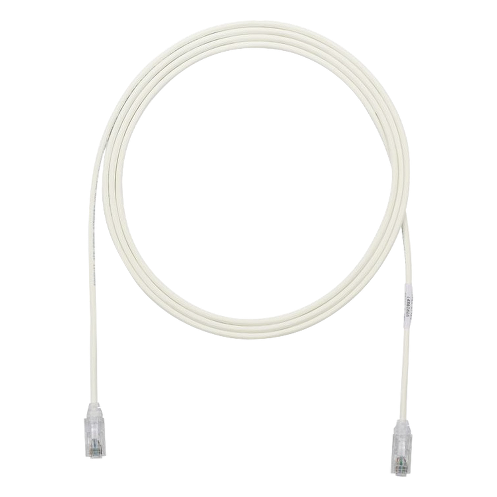 Cable de Parcheo TX6, UTP Cat6, Diámetro Reducido (28AWG), Color Blanco Mate, 2.13 Metros (7 Pies)