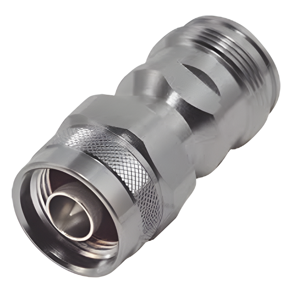 Adaptador en Línea de Conector 4.3-10 Hembra a N Macho, Bronce Blanco/ Plata/ Teflón