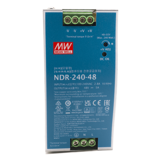 Fuente de Poder Industrial / 240 Watts / Salida 48 VCD / 5 Amp / Montaje Riel Din