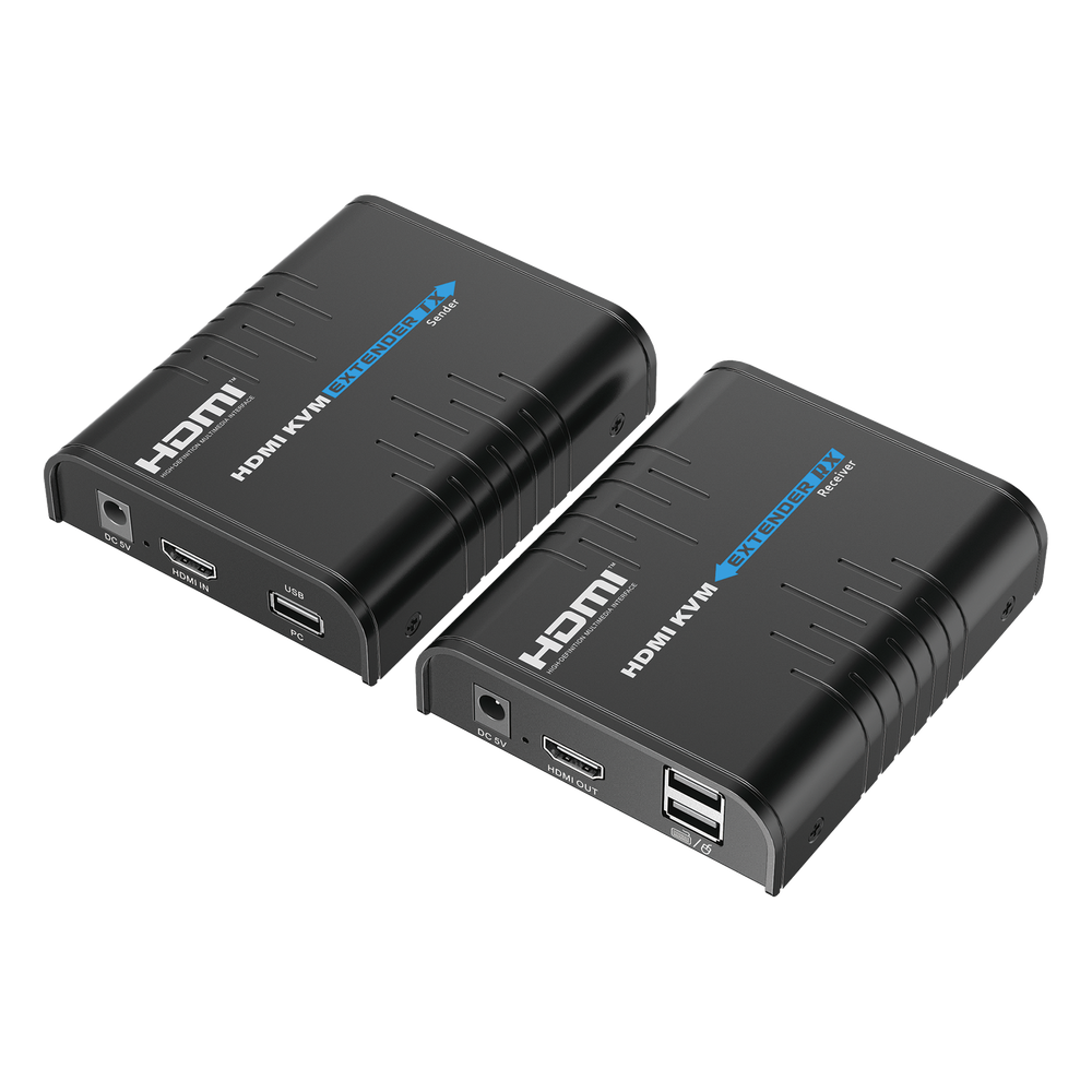 Kit extensor KVM (HDMI y USB) hasta 120 metros | Resolución 1080P @ 60 Hz | Soporta STP y UTP CAT6 | Soporta Switch Gigabit para control KVM múltiple