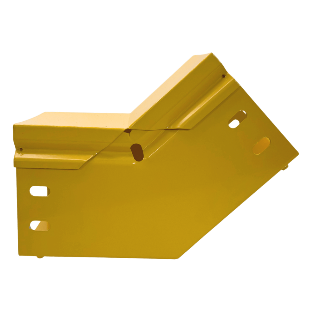 CHFIBER Curva Vertical Interior de 45° de Aluminio para Fibra Óptica, 4" de Peralte, 4" de Ancho y Radio de 8", con Pintura Epóxica Amarilla, Incluye