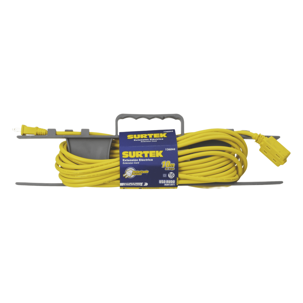 Extensión Eléctrica de Uso Rudo 6 metros / 127 V CA 10 A Máximo / Color Amarillo.