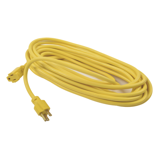 Extensión eléctrica de uso rudo aterrizada 10 metros / 127 V CA 10 A Máximo / Color Amarillo.