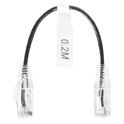 Cable de Parcheo Slim UTP Cat6 - 20 cm (7.87 Pulgadas) Negro Diámetro Reducido (28 AWG)