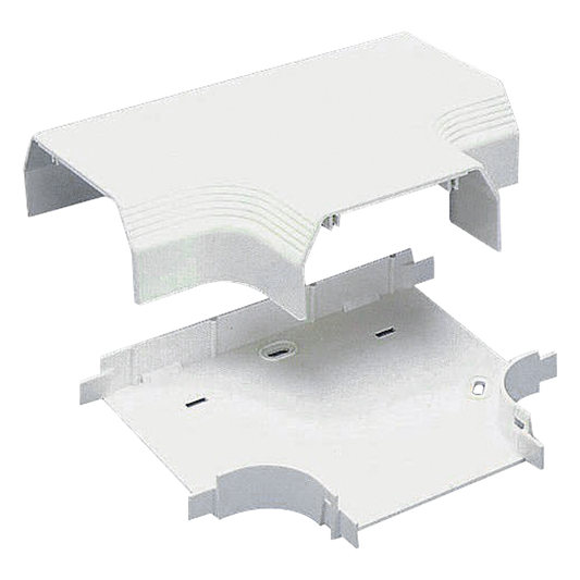 Accesorio en "T", para uso con canaleta T70, Material PVC Rígido, Color Blanco Mate