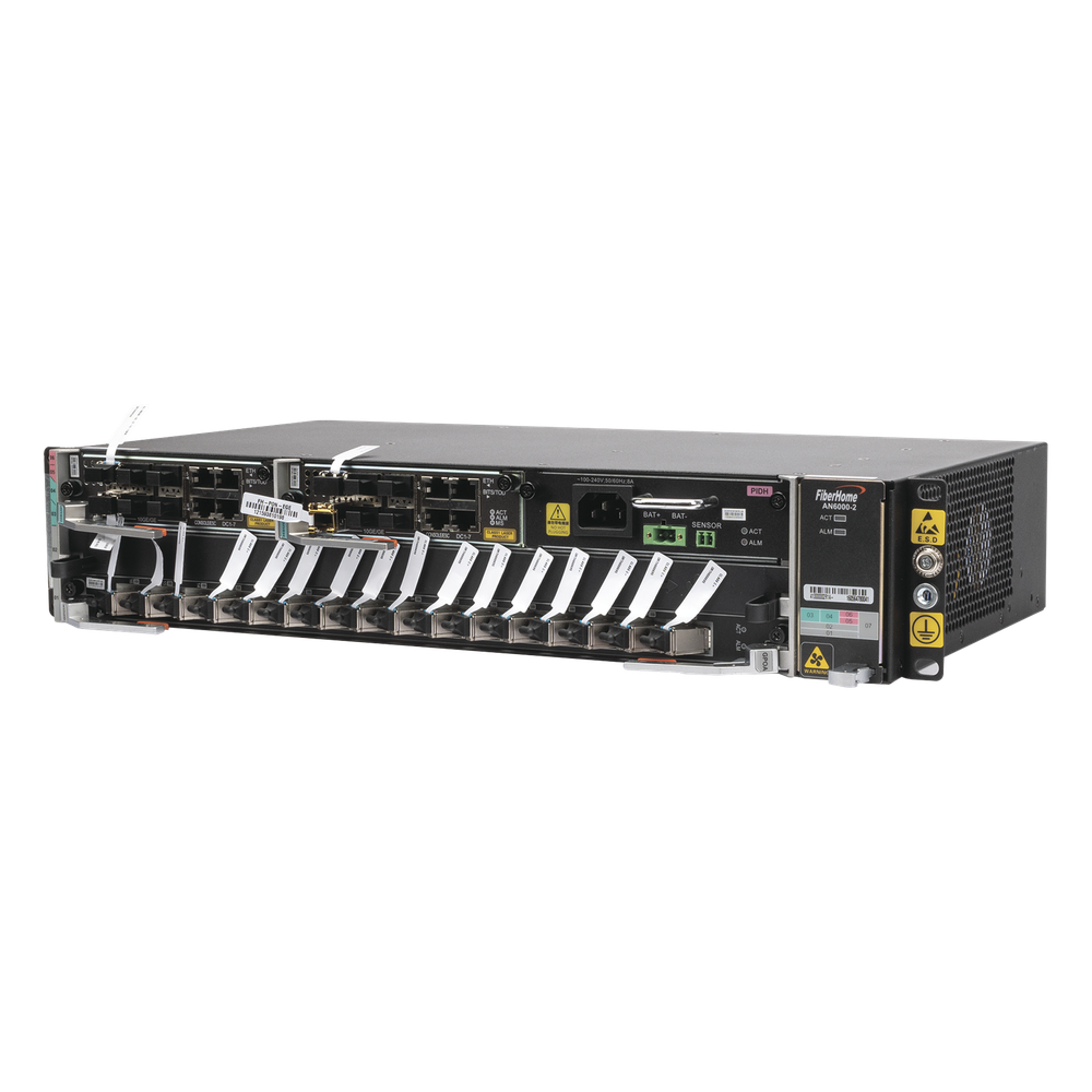 OLT Carrier Class Modular GPON, 2 Ranuras, Incluye 1 Tarjeta GPOA de 16 puertos GPON, 1 Fuente de CA, 2 UR, Gestión por UNM2000, CLI, Incluye