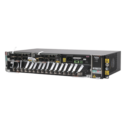 OLT Carrier Class Modular GPON, 2 Ranuras, Incluye 1 Tarjeta GPOA de 16 puertos GPON, 1 Fuente de CA, 2 UR, Gestión por UNM2000, CLI, Incluye