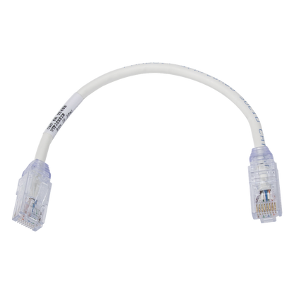 Cable de Parcheo UTP, Cat6A, Diámetro Reducido (28 AWG), CM/LSZH, Color Blanco Mate, 20.3 cm (8 Pulgadas)