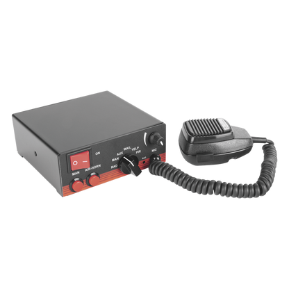 Sirena Vehicular de 200W de Potencia, Con Switch Giratorio de 6 posiciones, Micrófono de Uso Rudo e Interconexión a Radio
