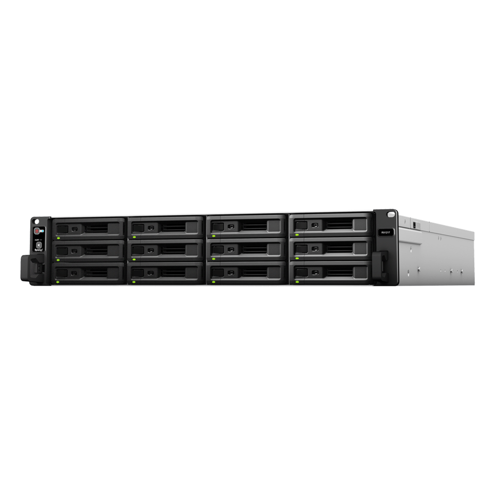 Unidad de Expansión Synology RX1217/RX1217RP | 12 Bahías de Disco | Compatible con SATA 3.5” y 2.5” | Expansión de Volumen en Línea | Fuentes de
