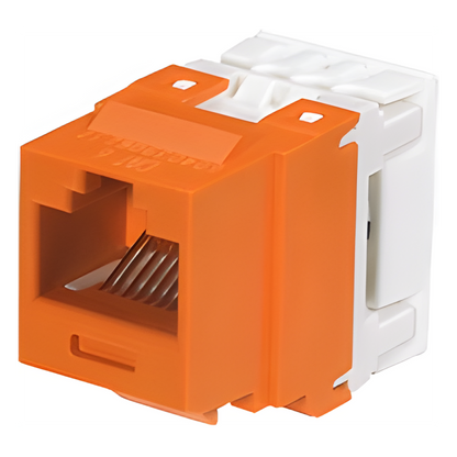 Conector Jack Estilo 110 (de Impacto), Tipo Keystone, Categoría 6, de 8 Posiciones y 8 Cables, Color Naranja