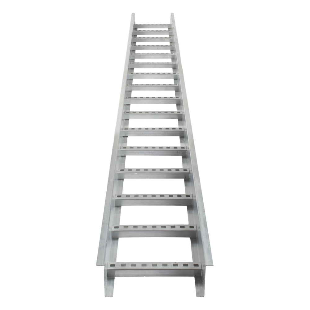 Escalera de Aluminio Portacables / Perfil Z / Peralte 3 1/4" /Paso 9" / Ancho 9" / 3.66 metros / Capacidad Máx. 205 Cables / Incluye Cople Union y