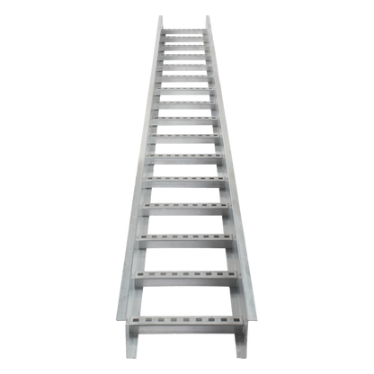 Escalera de Aluminio Portacables / Perfil Z / Peralte 3 1/4" /Paso 9" / Ancho 9" / 3.66 metros / Capacidad Máx. 205 Cables / Incluye Cople Union y