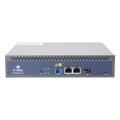 OLT de 1 puerto GPON SC/UPC + 3 puertos Uplink (2 puertos Gigabit Ethernet + 1 puerto SFP/SFP+), Fuente de alimentación redundante AC/DC , hasta 128