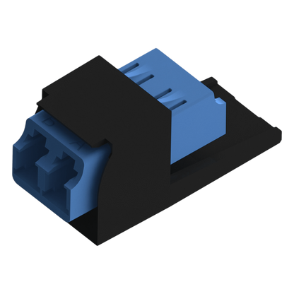 Módulo Acoplador LC Duplex, para Fibra Óptica Monomodo OS1/OS2, Tipo Mini-Com, Color Negro