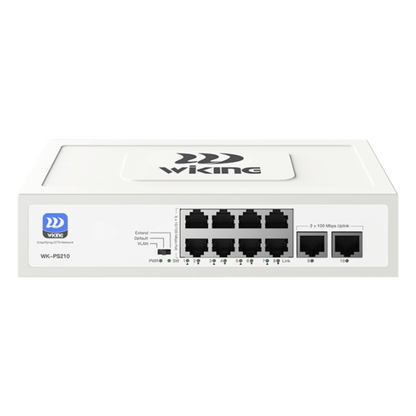 Switch no administrable PoE / Con 8 puertos 10/100 Mbps PoE af/at / 2 Puertos Ethernet 10/100 Mbps / Presupuesto 76 W / PoE hasta 250 metros