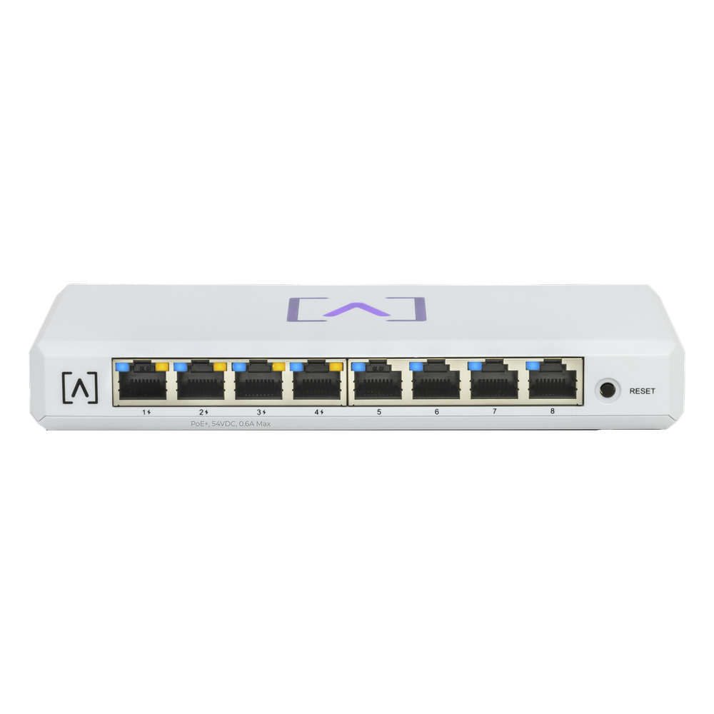 Switch Gigabit PoE+ Administrable / 8 puertos 10/100/1000 Mbps (4 de ellos PoE+ 802.3af/at) / Hasta 60W / Administración nube gratuita / Presupuesto