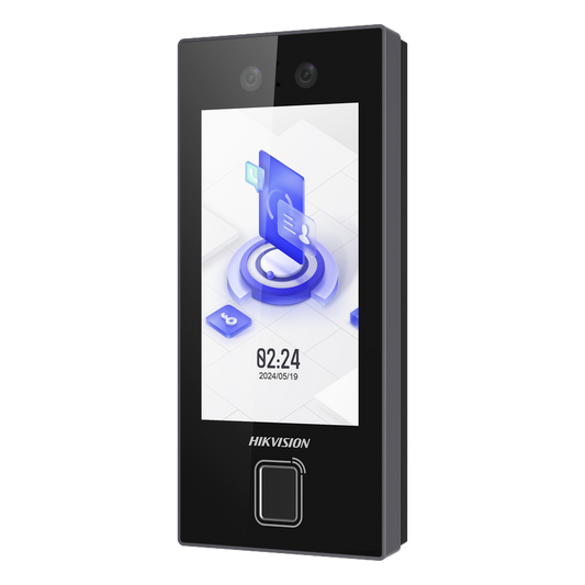 Terminal Facial MinMoe DS-K1T344EBFWX-E1 / Lector de Huellas y Tarjetas PROX EM / 3000 Rostros / 3000 Huellas / Pantalla 4.5" / Hik-Connect Teams