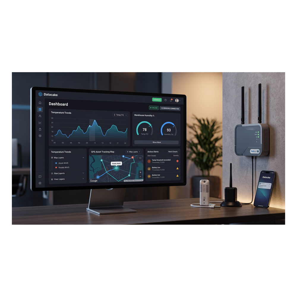 Datacake / Licencia Anual de Dashboard IoT / 12 Meses / Plataforma Sin Código / LoRaWAN + MQTT + Webhook / Monitoreo en Tiempo Real / Alertas