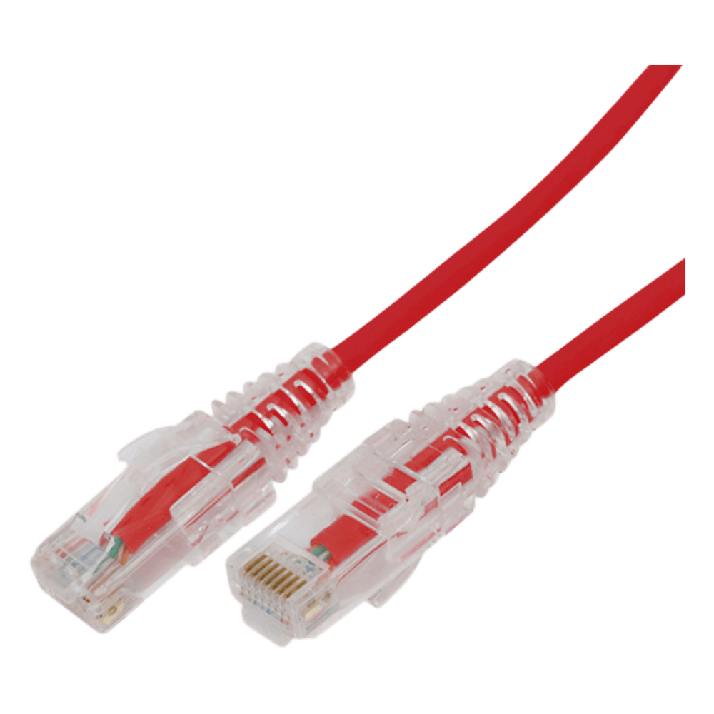 Cable de Parcheo Slim UTP Cat6A - 2 Metros (6.56 Pies) Rojo, Diámetro Reducido (28 AWG)