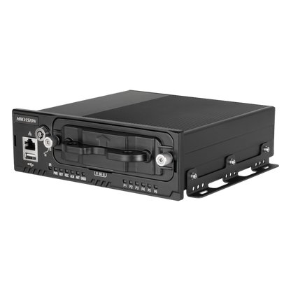 NVR Móvil de 8 Canales / 5 Megapixel / 4 Puertos PoE + 4 Vía Switch / 2 Bahías de HDD / Incluye Modulo GPS / Conector M12