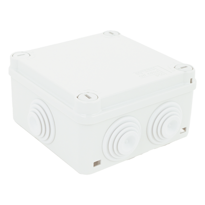 Caja Estanca de PVC Para Derivación y Conexión, 6 Entradas, Tapa con Tornillo de 1/4" de Vuelta, 100x100x50 mm (Área Interna), Uso Exterior IP55