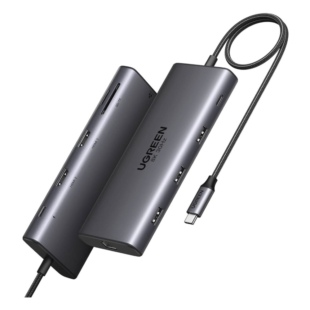 Docking Station USB-C Hub 10 en 1 UGREEN Revodok Pro 210 / Dual HDMI 4K 60Hz y 8K 30Hz / 3 Puertos USB-A + USB-C 3.0 / Carga PD 100W / Ethernet