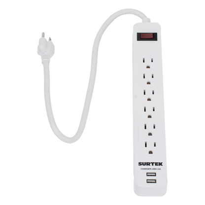 Multicontacto con 6 contactos aterrizados y 2 puertos usb.